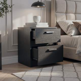 Sunvega 2 Drawer Nightstand with Metal Handles for Bedroom or Living Room