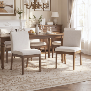 Sunvega Contemporary Upholstered Dining Chairs with Rubberwood Legs Set of 2
