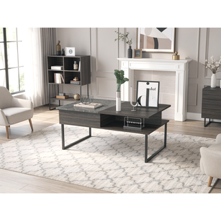 Sunvega Lift Top Coffee Table with Concealed Storage and Spacious Wooden Surface