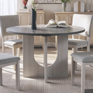 Sunvega Transitional Natural Tone Rubberwood Dining Table with Trestle Base