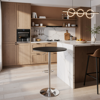Sunvega Elia Contemporary Adjustable Height Bar Table with Wooden Top
