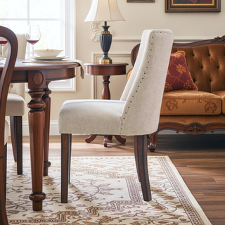 Sunvega Contemporary Upholstered Dining Chairs with Nailhead Accents and Rubberwood Legs