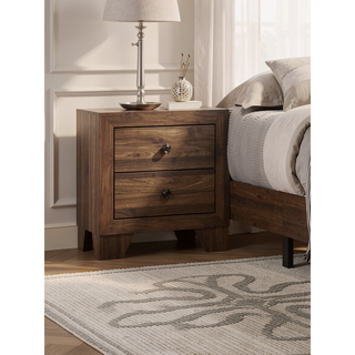 Sunvega Brown Cherry Finish Contemporary Fabric Panel Bed in One Box