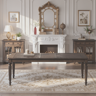 Sunvega Traditional Expandable Dining Table with Leaf in Chocolate Finish
