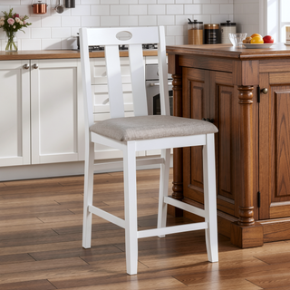 Sunvega Weathered Gray and White Oak Veneer Counter Height Dining Table Set