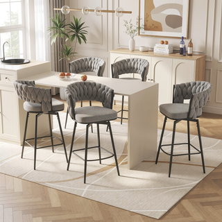 Sunvega 360° Swivel Bar Chairs Set of 2 with Soft Cushioned Backrest and Metal Legs