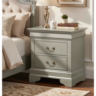 Sunvega Elegant Silver Champagne Nightstand with Rich Finish and Easy Cleaning