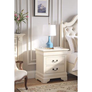 Sunvega Traditional Styling Elegant Smooth Lines Beige Nightstand No Assembly