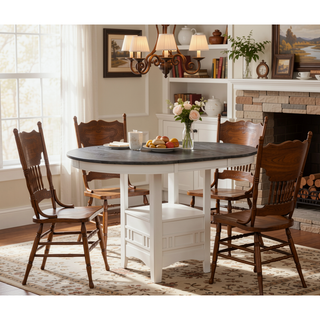 Sunvega Contemporary 18" Extendable Leaf Storage Table with Two-Tone Chalk Gray Finish