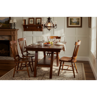 Sunvega Dark Walnut Rubberwood Rectangle Counter Height Dining Table with Open Storage Shelve