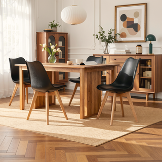 Sunvega Modern Style Dining Chairs with Wooden Legs and Thickened Cushion for Kitchen