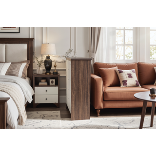 Sunvega Contemporary Weathered Grey Finish Wooden Nightstand with 2 Drawers