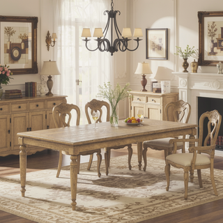 Sunvega Carmel Finish Dining Table with Removable Leaf for Flexible Seating