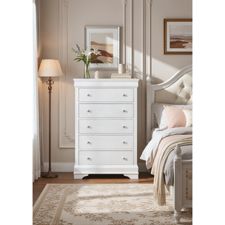 Sunvega Crystal Embellished Contemporary Textured Drawer Chest with Tapered Legs