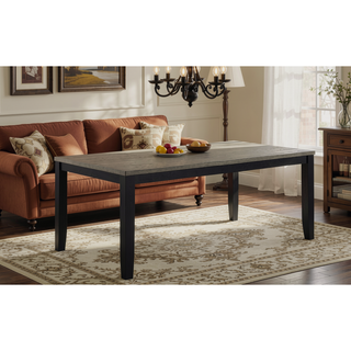 Sunvega Contemporary Rectangular Dining Table with Two-Tone Brown Black Wood Base