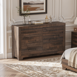 Sunvega Brown Penny Casual 6-Drawer Dresser with Included Safety Hardware