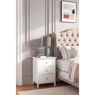 Sunvega Transitional Oak Nightstand With Three Drawers For Bedroom