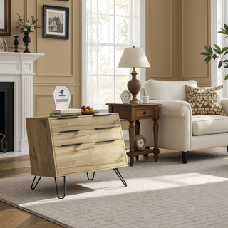 Sunvega Three Drawer Dresser with Superior Top and Four Steel Hairpin Legs