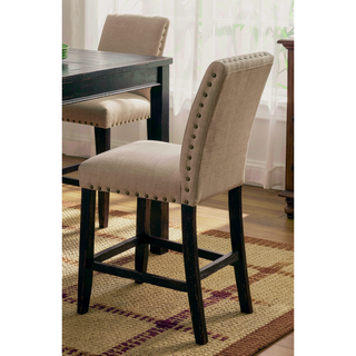 Sunvega Rustic Antique Black 5pc Counter Height Dining Table Set with Nailhead Trim