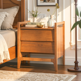 Sunvega Scandi Angle Face Solid Wood Nightstand with Modern Minimalist Design