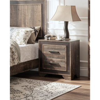 Sunvega Light Brown Queen Size Upholstered Burlap Fabric Headboard Platform Bed