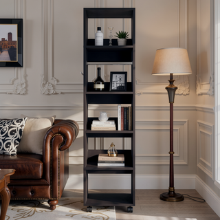 Sunvega White Armoire with Three Shelves Full-Length Mirror and Four Wheels