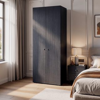 Sunvega Black Wengue 2 Door 4 Shelf Tall Compact Armoire for Bedroom