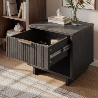 Sunvega Modern Contemporary Glam Nightstand with Gold Steel Handles for Bedroom