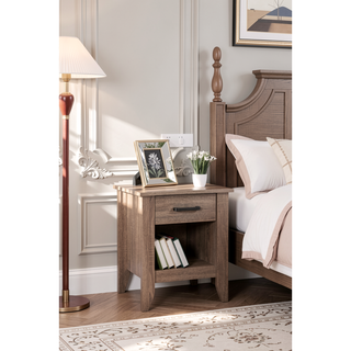 Sunvega Modern Gray Bedside Table With Storage And Sleek Lines