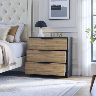Sunvega Washington Three Drawer Dresser with Display Top for Bedroom Decor