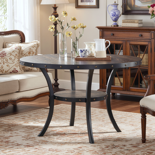 Sunvega Contemporary Natural Wood Rectangular Dining Table with Storage Shelve