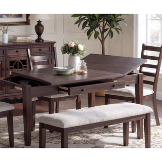 Sunvega Walnut Color Cushion Padded Seat Dining Room Bench in Contemporary Style