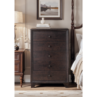 Sunvega Madison Espresso Finish Nightstand with 2 Large Storage Drawers and Wood Frame