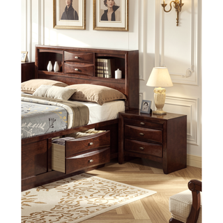 Sunvega Cherry Solid Wood Contemporary Nightstand with 2-Drawers and Nickel Knob Pulls