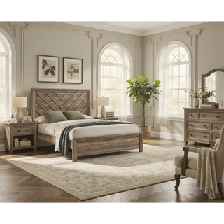 Sunvega Contemporary Light Brown Wood Nightstand with Two Storage Drawers