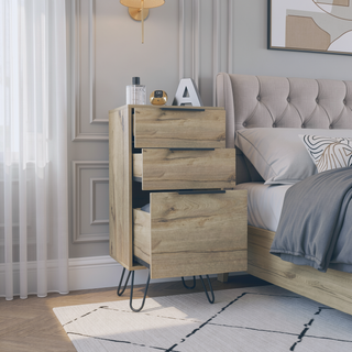 Sunvega Light Oak Finish 3-Drawer Rectangle Dresser with Superior Top and Four Steel Legs