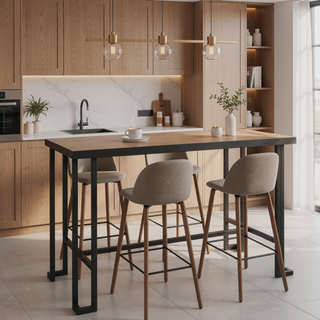 Sunvega Industrial Counter Table with Sustainable Bamboo Top and Metal Frame