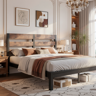 Sunvega Twin Size Heavy Duty LED Bed Frame with USB Charging and Headboard