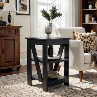 Sunvega 3-Tier Side Table with Open Shelves for Living Room and Bedroom
