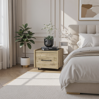 Sunvega Wall-Mounted Nightstand with Sleek Single Drawer and Spacious Top Shelf