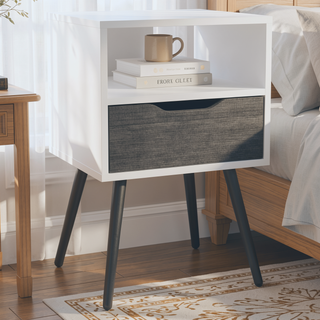Sunvega Modern Nightstand with Spacious Drawer and Shelf for Bedroom or Living Room