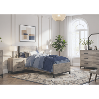 Sunvega Gray Finish 7-Drawer Dresser with Metal Bar Hardware for Bedroom