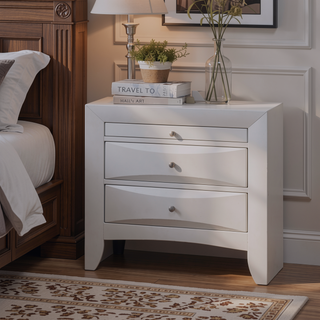 Sunvega Modern Black Nightstand with Two Storage Drawers and Pull Out Tray