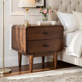 Sunvega Mid-Century Modern Night Stand with Tapered Legs and Solid Wood
