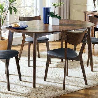 Sunvega Thomson Dark Walnut Oval Extension Leaf Dining Table with Removable Leaf