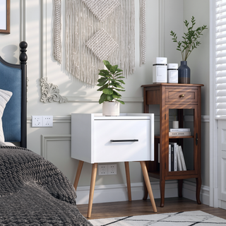 Sunvega Wall-Mounted Nightstand with Single Drawer for Bedroom or Living Room