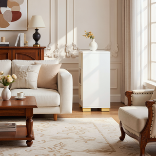 Sunvega Sleek Modern Six-Drawer Dresser with Gold Accents for Contemporary Bedroom