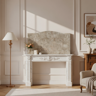 Sunvega Silver Finish European Design Nightstand with Genuine Marble Top