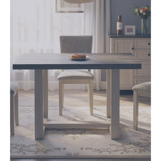 Sunvega Transitional Natural Tone Rubberwood Dining Table with Trestle Base