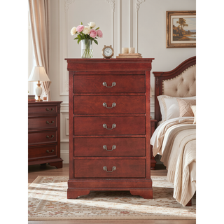 Sunvega Traditional Cherry Chest with Carved Bases and English Dovetailed Drawers